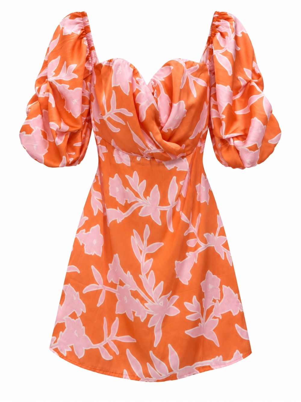 Lulu's Orange Mini Dress with Pink Floral Print